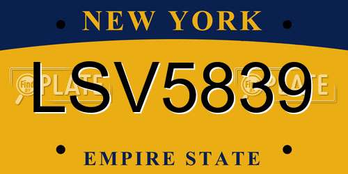 LSV5839 New York License Plate