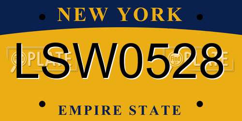 LSW0528 New York License Plate