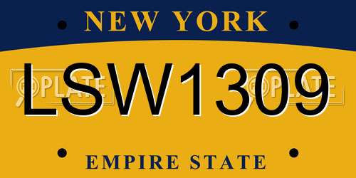 LSW1309 New York License Plate