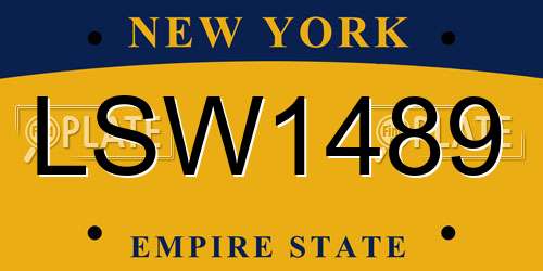 LSW1489 New York License Plate