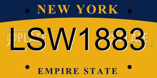 LSW1883 New York License Plate