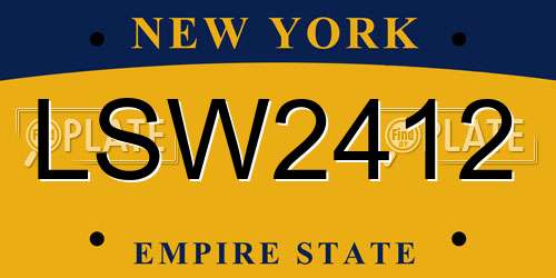 LSW2412 New York License Plate