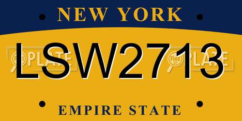 LSW2713 New York License Plate