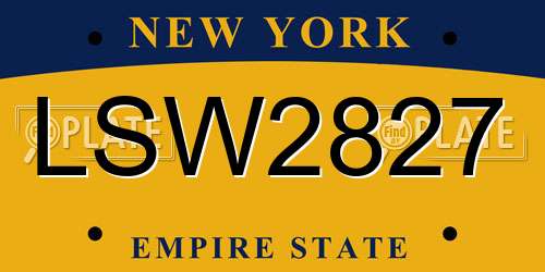 LSW2827 New York License Plate