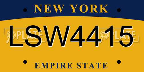 LSW4415 New York License Plate