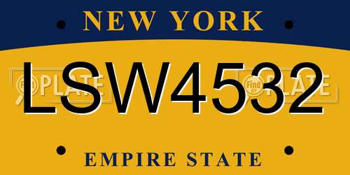 LSW4532 New York License Plate