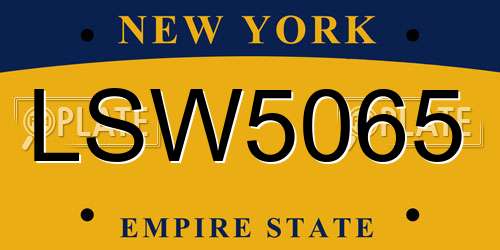 LSW5065 New York License Plate