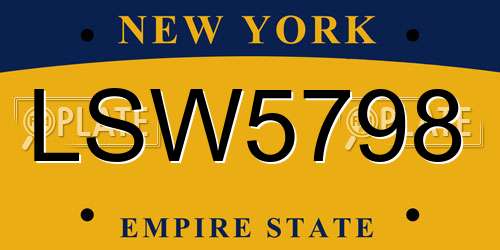 LSW5798 New York License Plate