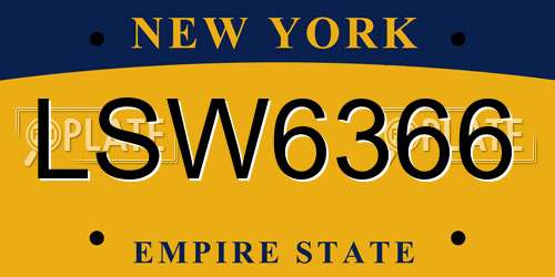LSW6366 New York License Plate