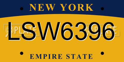 LSW6396 New York License Plate