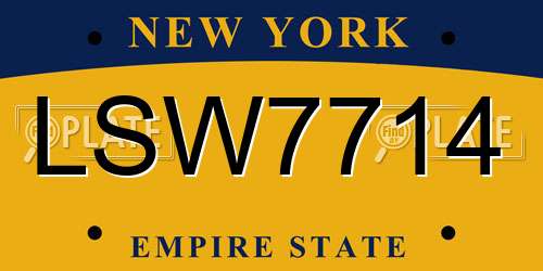 LSW7714 New York License Plate