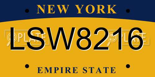 LSW8216 New York License Plate
