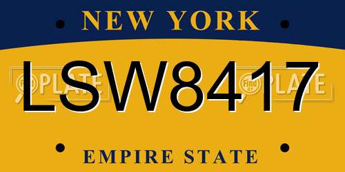LSW8417 New York License Plate