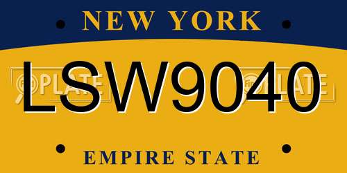 LSW9040 New York License Plate