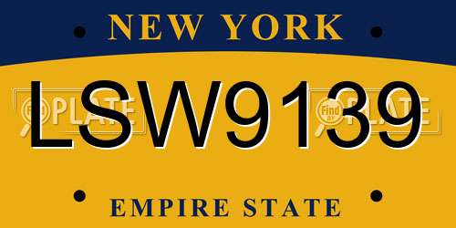 LSW9139 New York License Plate
