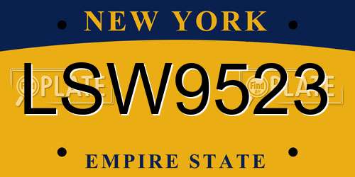 LSW9523 New York License Plate