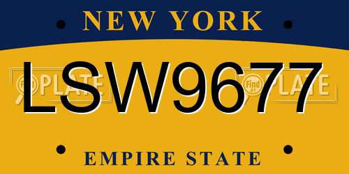 LSW9677 New York License Plate