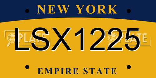LSX1225 New York License Plate