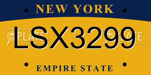LSX3299 New York License Plate