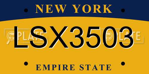 LSX3503 New York License Plate