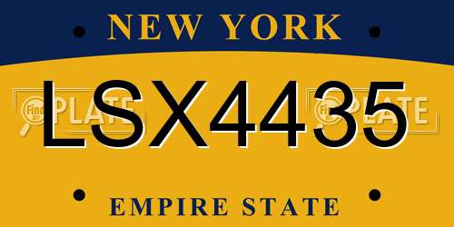 LSX4435 New York License Plate