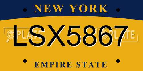 LSX5867 New York License Plate