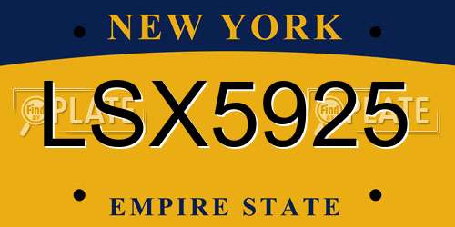 LSX5925 New York License Plate