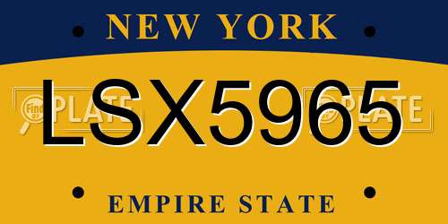 LSX5965 New York License Plate