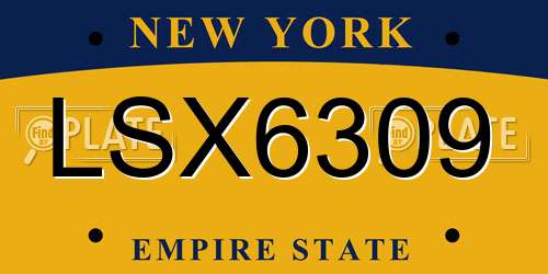 LSX6309 New York License Plate