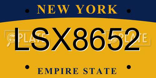 LSX8652 New York License Plate