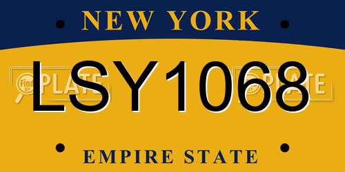 LSY1068 New York License Plate