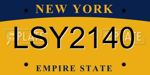 LSY2140 New York License Plate