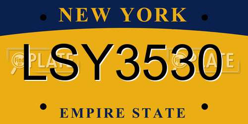 LSY3530 New York License Plate