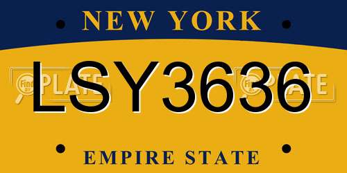 LSY3636 New York License Plate