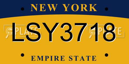 LSY3718 New York License Plate