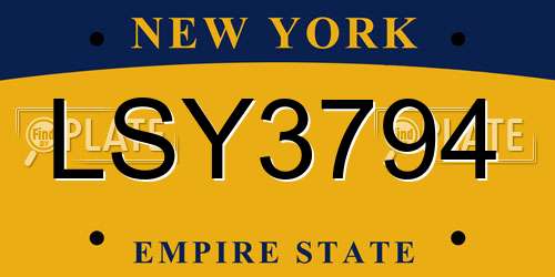 LSY3794 New York License Plate