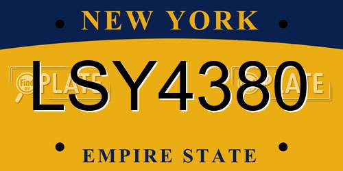LSY4380 New York License Plate