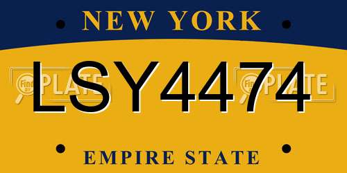 LSY4474 New York License Plate