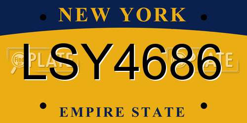 LSY4686 New York License Plate