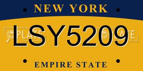 LSY5209 New York License Plate
