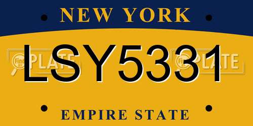 LSY5331 New York License Plate