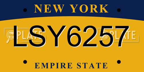 LSY6257 New York License Plate