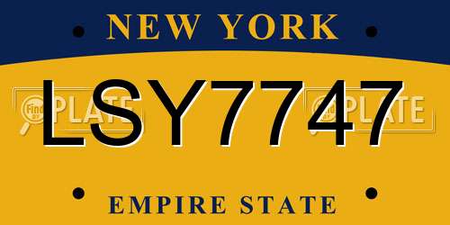 LSY7747 New York License Plate