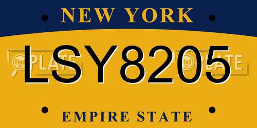 LSY8205 New York License Plate
