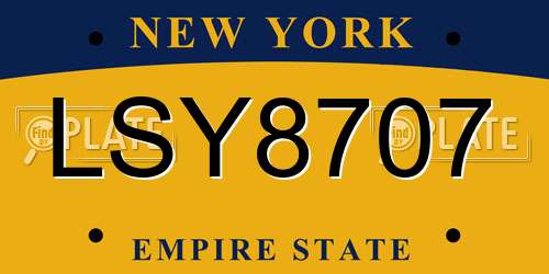 LSY8707 New York License Plate