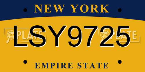 LSY9725 New York License Plate
