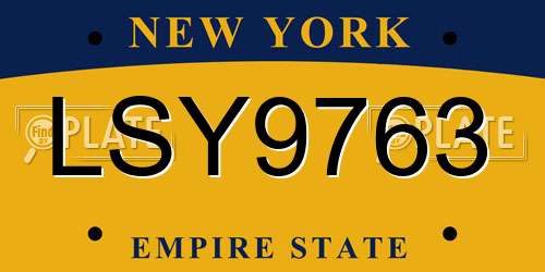LSY9763 New York License Plate