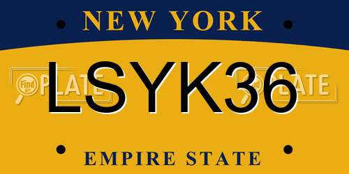 LSYK36 New York License Plate