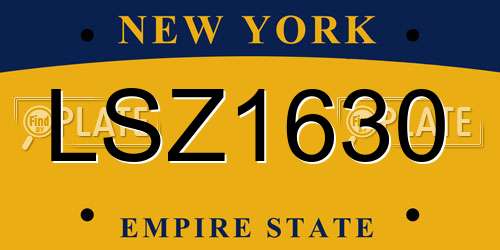LSZ1630 New York License Plate