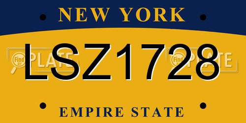LSZ1728 New York License Plate